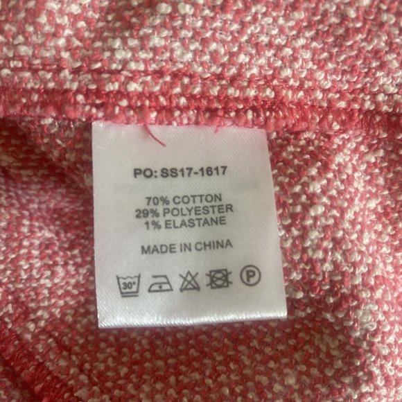 Hush Top 10 Pink Melange Textured Cotton Blend Raw Edge Frayed Boxy Boho - Picture 11 of 11